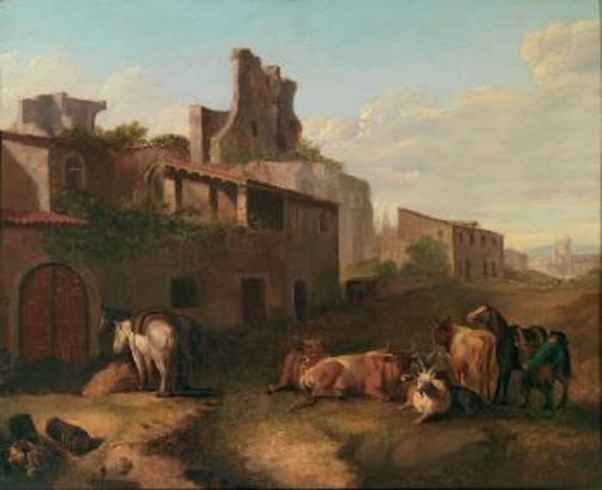Paesaggio con armenti e architetture sullo sfondo by Flemish School by Flemish School