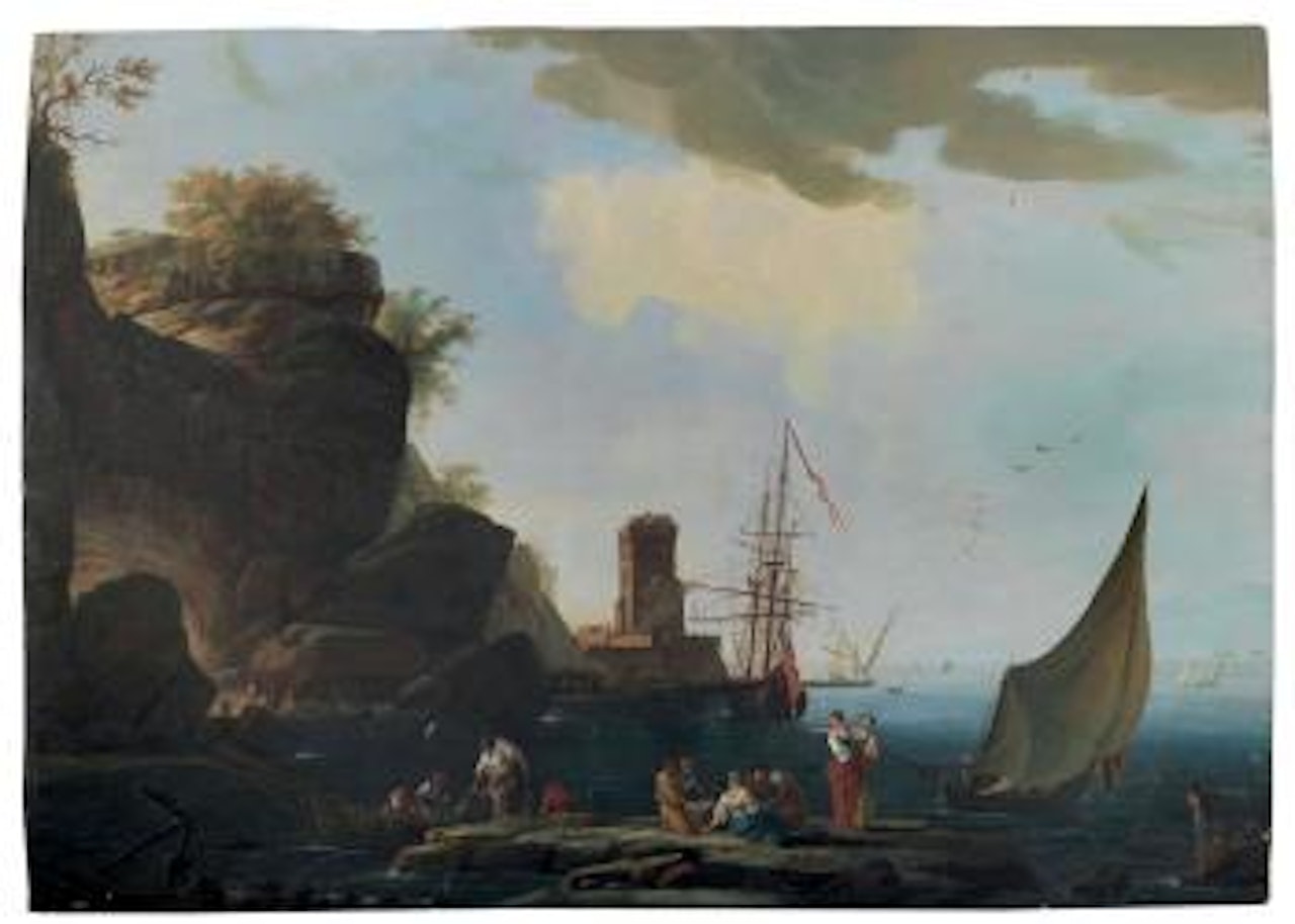 Paesaggio costiero con figure e imbarcazioni by Claude Joseph Vernet