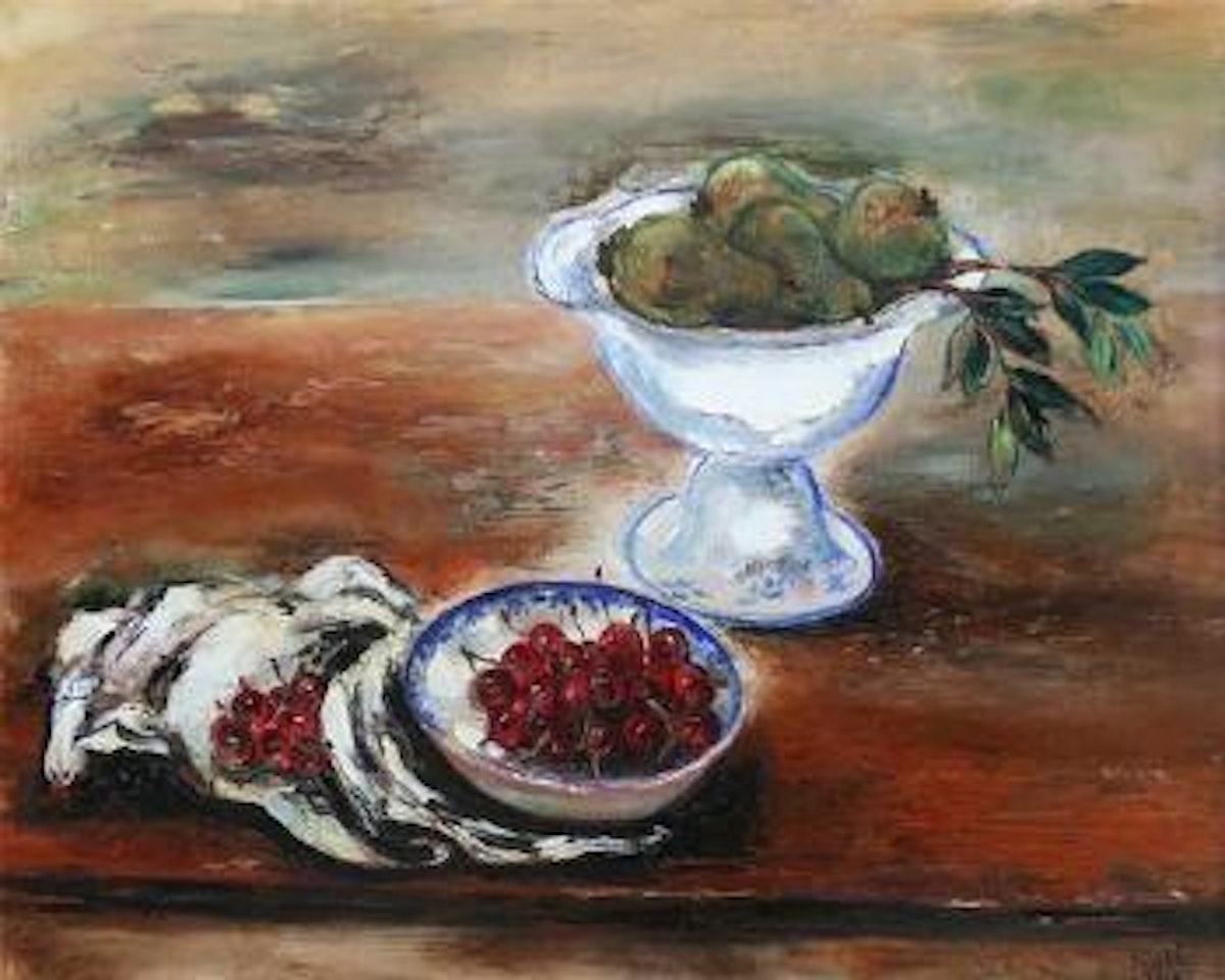 Still Life with Pears and Cherries by Reuven Rubin