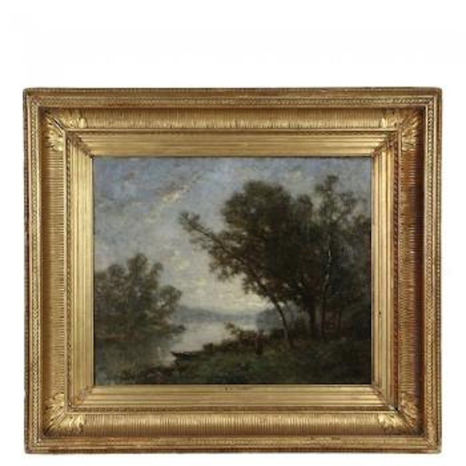 River Landscape with Figure of a Woman by Jean Baptiste Camille Corot