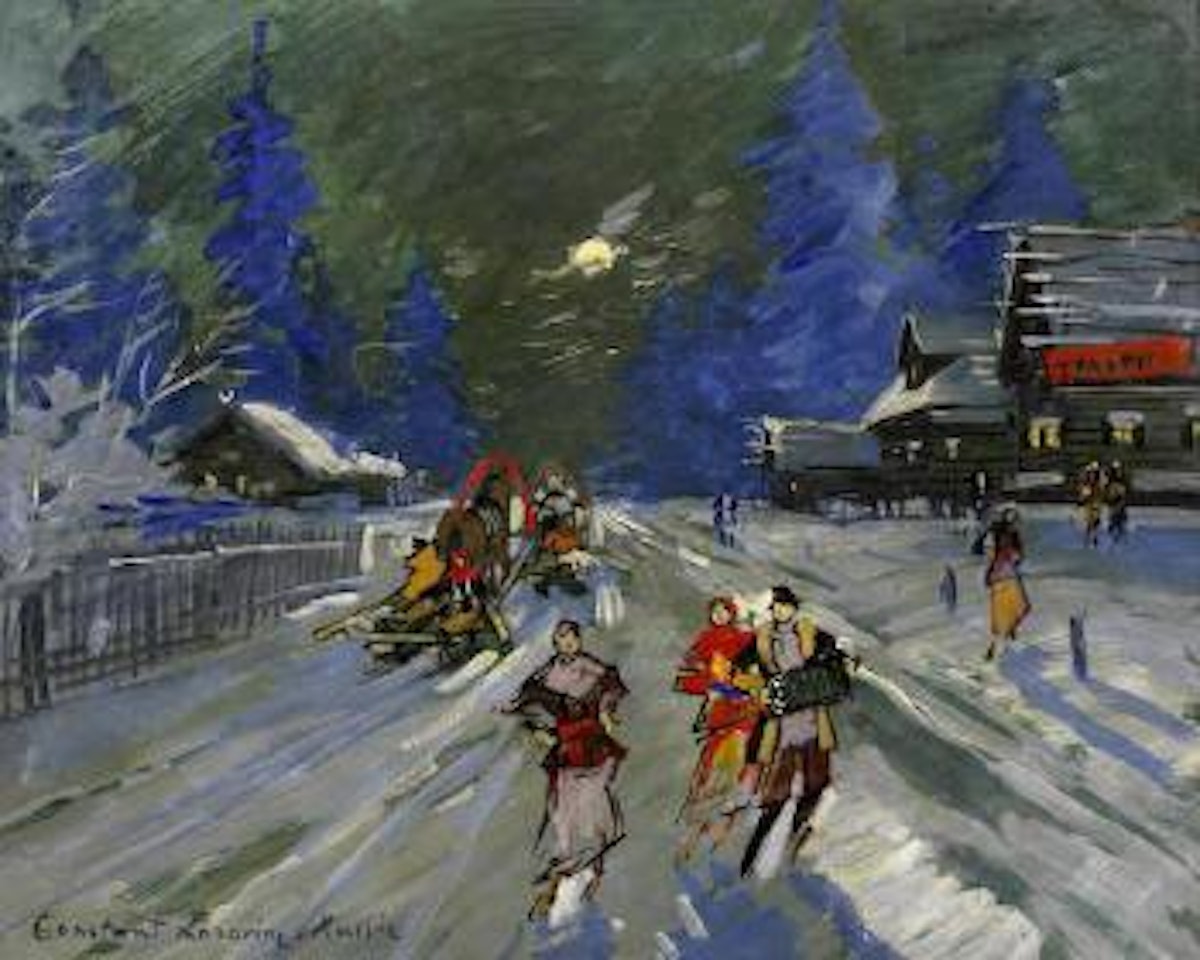 Moonlit Russian winter by Konstantin Alekseevich Korovin