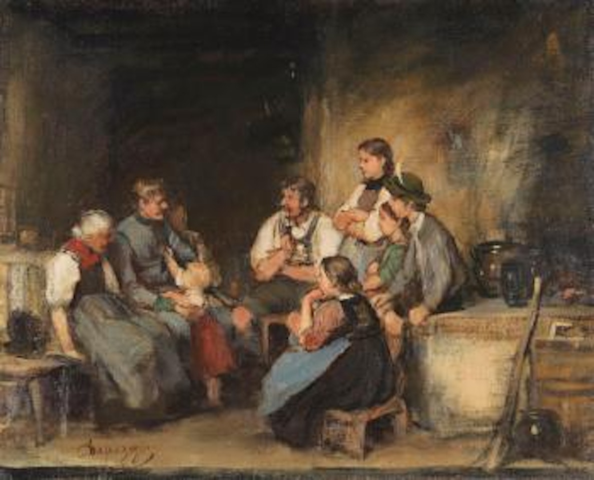 Der Urlauber (Ölskizze) by Franz von Defregger