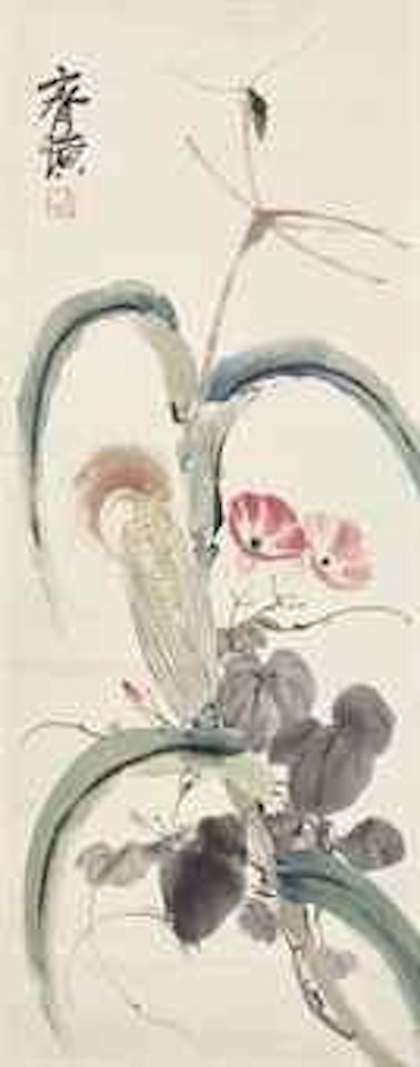 Longhorn beetle, morning glory and sweet corn by Qi Baishi