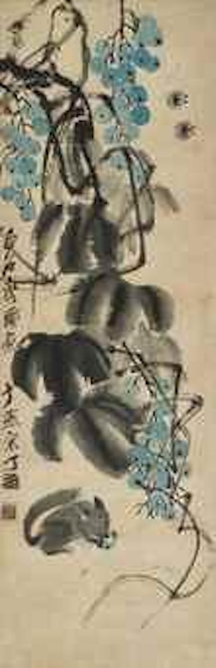 Squirrel and grapes by Qi Baishi