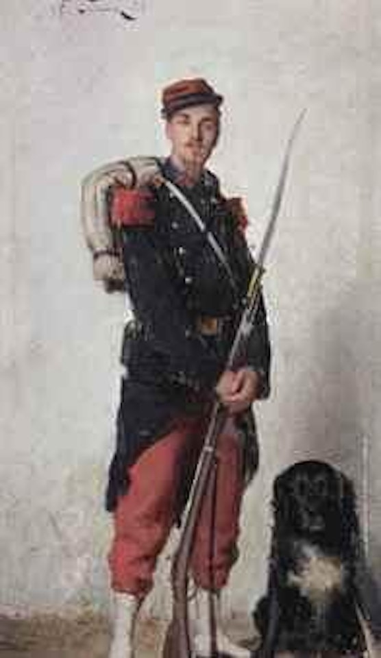 A soldier with his dog by Frédéric Soulacroix