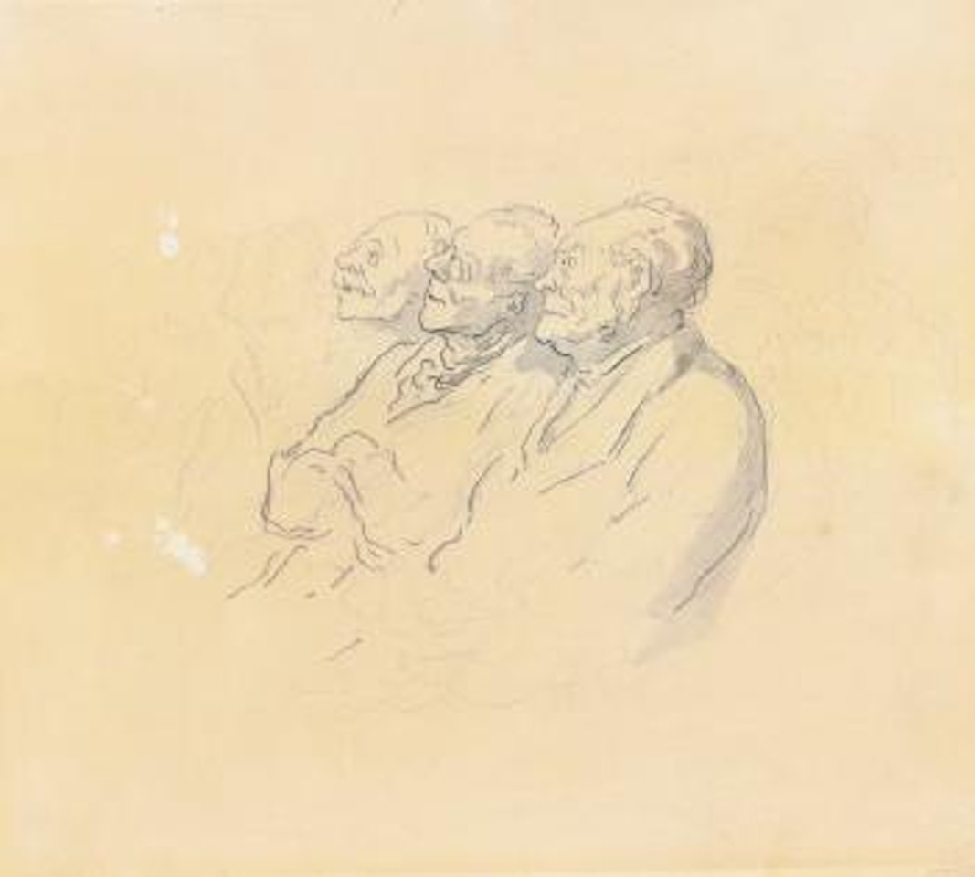 Étude De Personnages And Étude Pour Le Marché: A Double-sided Drawing by Honoré Daumier