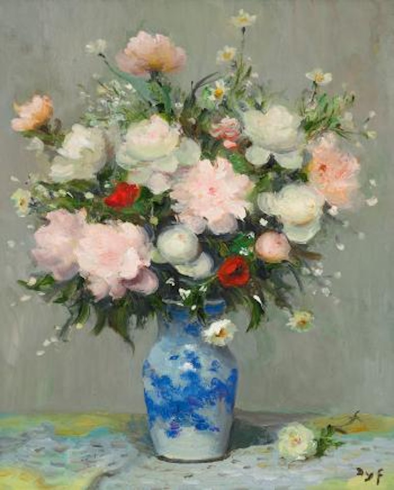 Pivoines Et Gypsophiles by Marcel Dyf