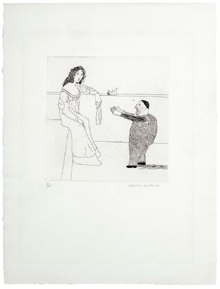 Pleading for the Child (pl. 37 from Illustrations for Six Fairy Tales from the Brothers Grimm) by David Hockney