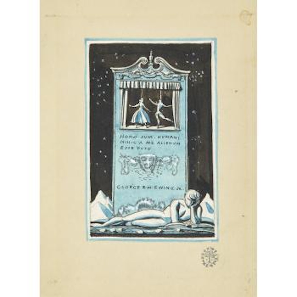 Bookplate of George R. M. Ewing Jr by Rockwell Kent