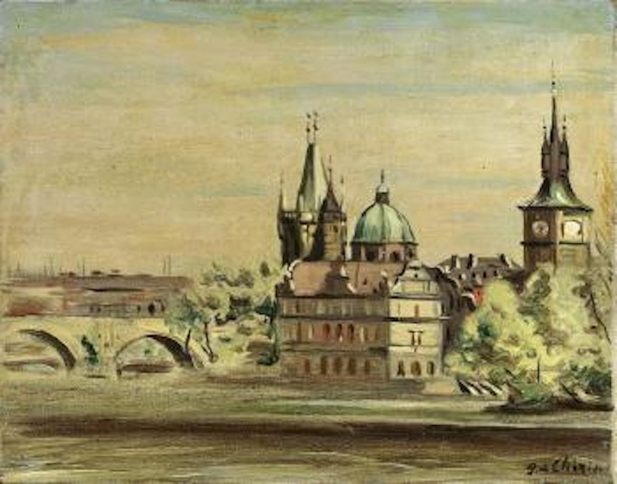 Veduta di Praga con ponte sulla Moldava by Giorgio de Chirico