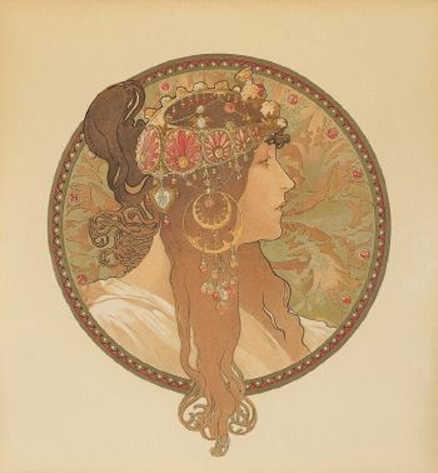 Byzantine Heads / Brunette by Alphonse Mucha