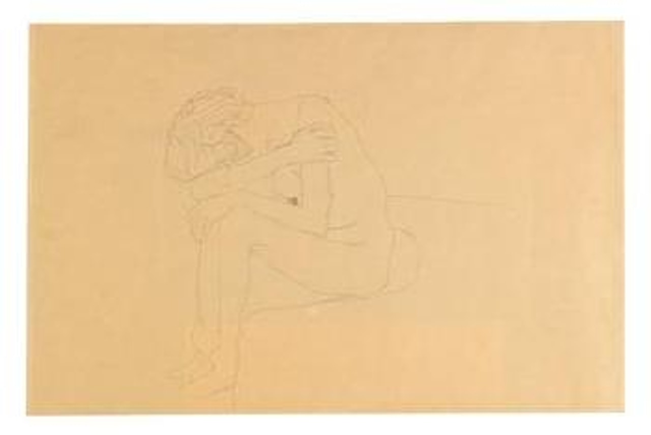 Seated, huddled up nude by Gustav Klimt