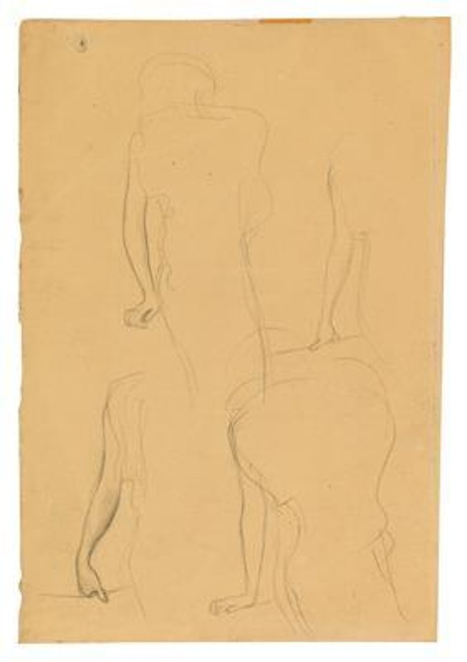 Four studies with resting hand by Gustav Klimt