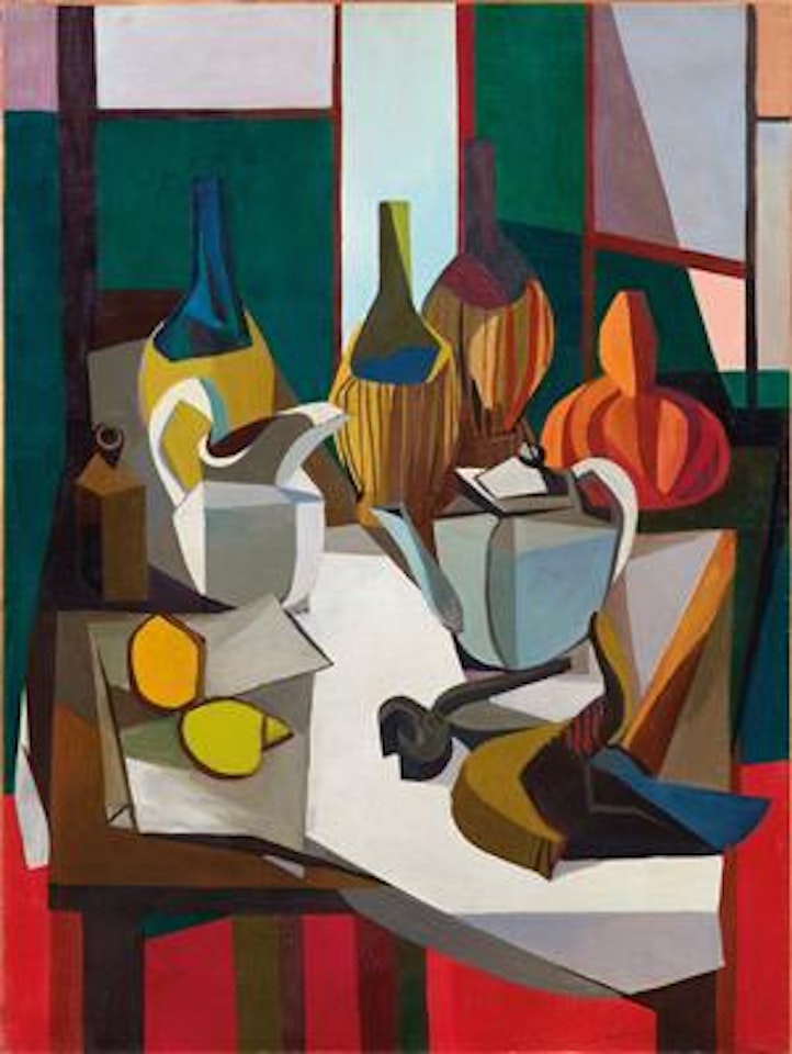 Natura morta con la scure / Grande natura morta con fiaschi e bricco by Renato Guttuso
