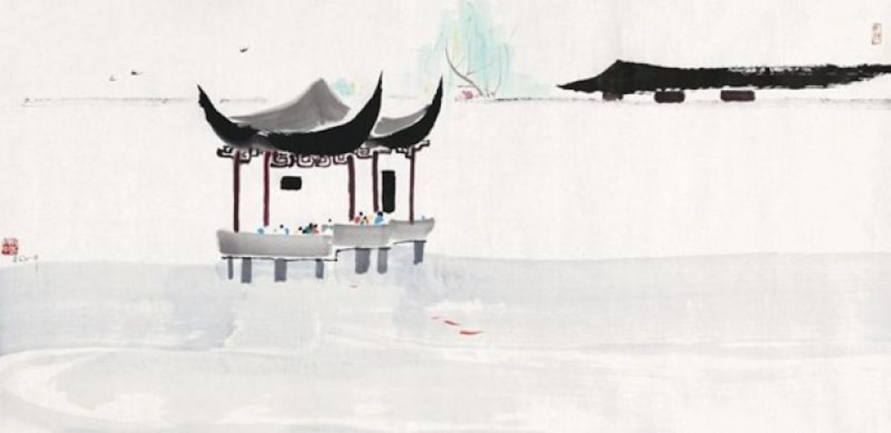 Watching fishes by Wu Guanzhong