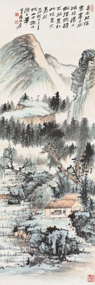 Secluded recluse in mountains by Zhang Daqian