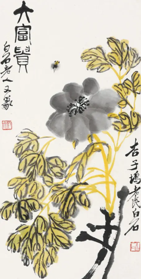 Peony and bee by Qi Baishi