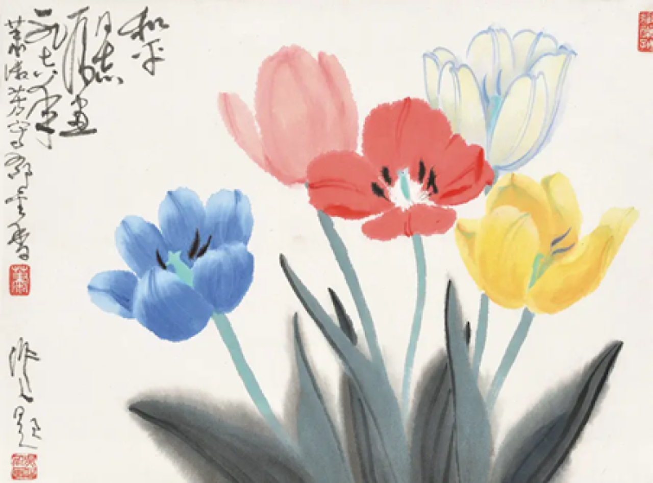 Colorful tulips by Wu Zuoren by Wu Zuoren
