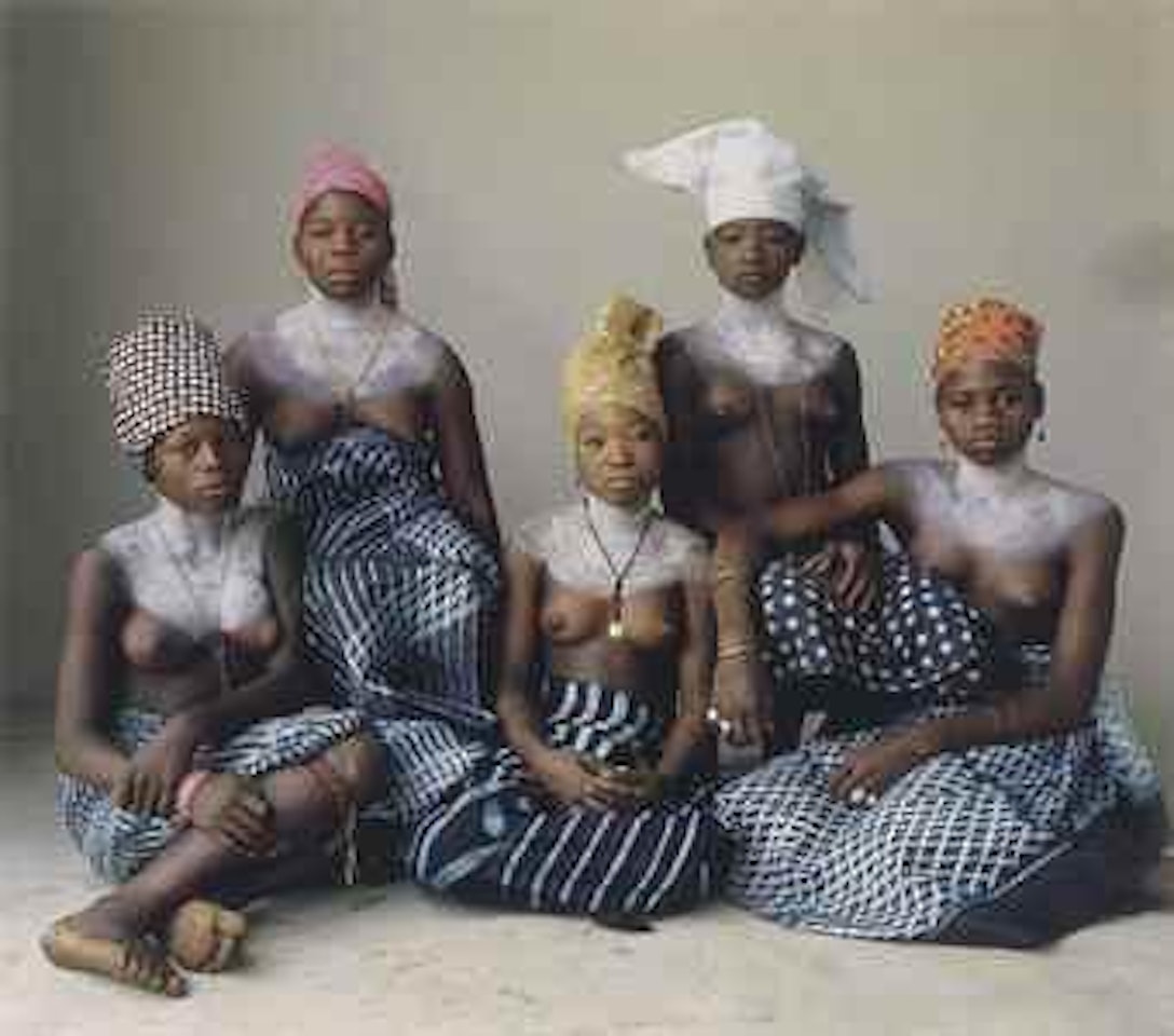 Five Dahomey girls seated, Dahomey, January 1967 by Irving Penn