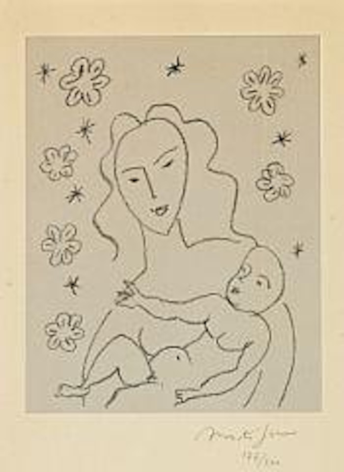 Vierge et Enfant sur fond de fleurs et d'étoiles, 1951 by Henri Matisse