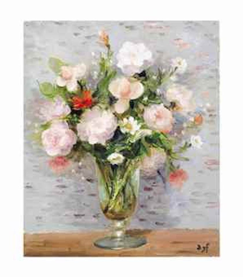 Roses blanches et roses dans un verre de Mari�e by Marcel Dyf