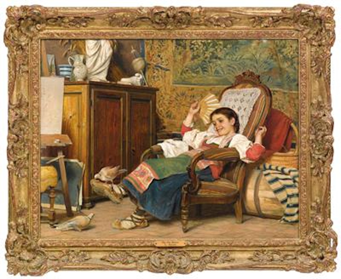 The pet doves by Luigi Bechi