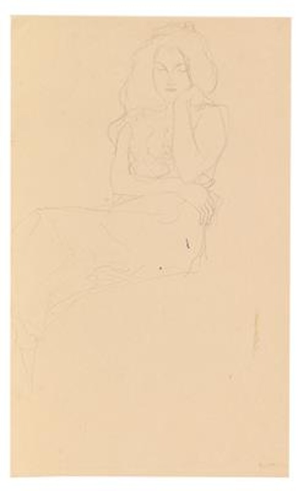 Seated woman turned towards the left, study for Eve for the painting “Adam and Eve” by Gustav Klimt