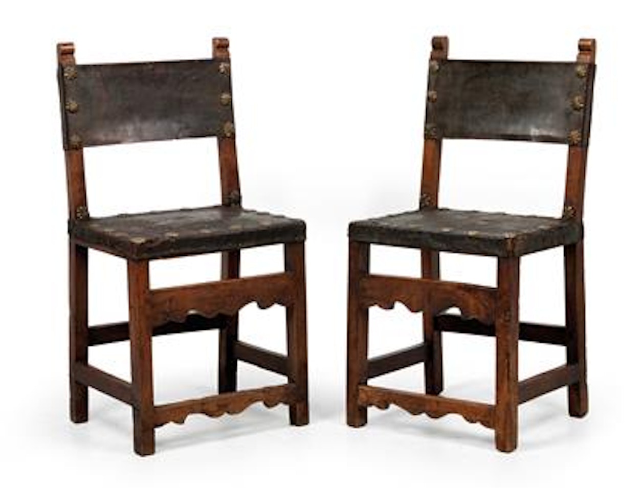 End of the 17th century. Brown-stained walnut chairs with waxed finish by Unknown Jewelry Maker