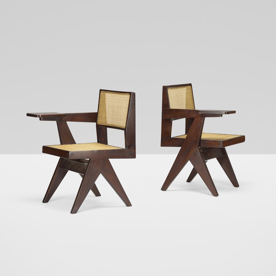 pair of writing chairs from Chandigarh by Pierre Jeanneret