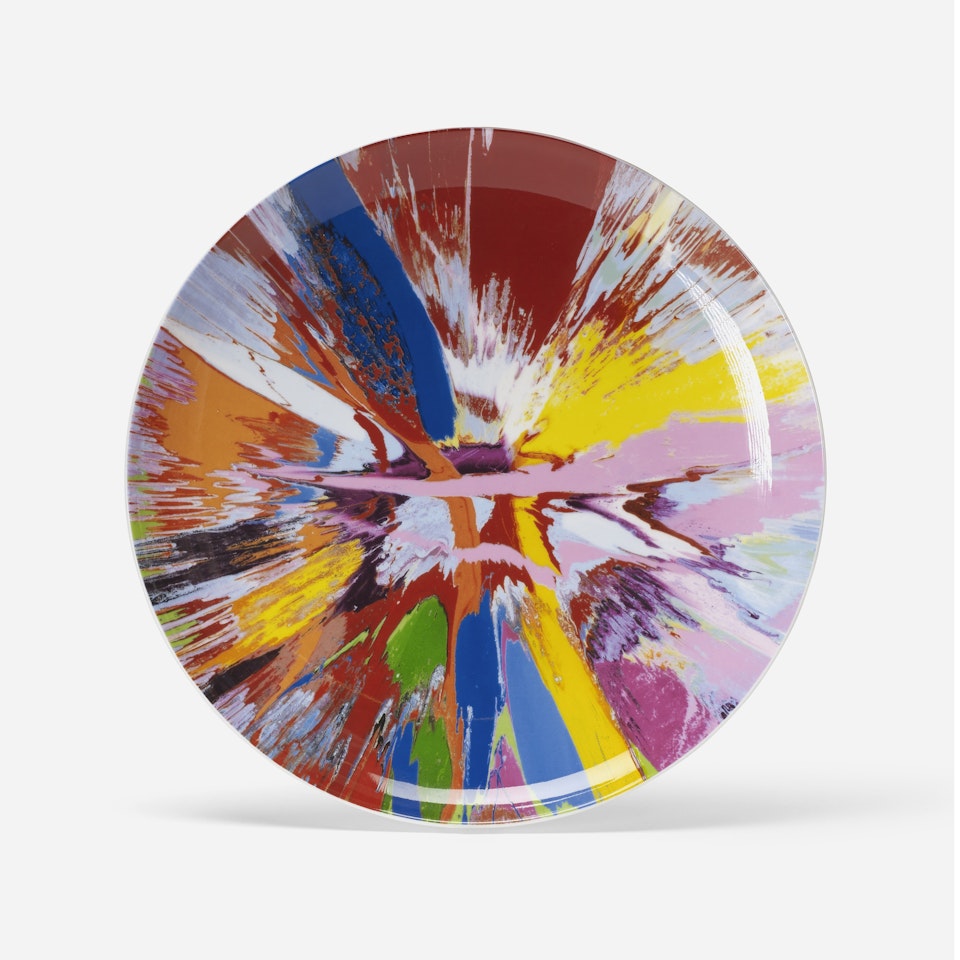 Beautiful, Amore, Gasp, Eyes Going into Top of Head and Fluttering painting plate by Damien Hirst