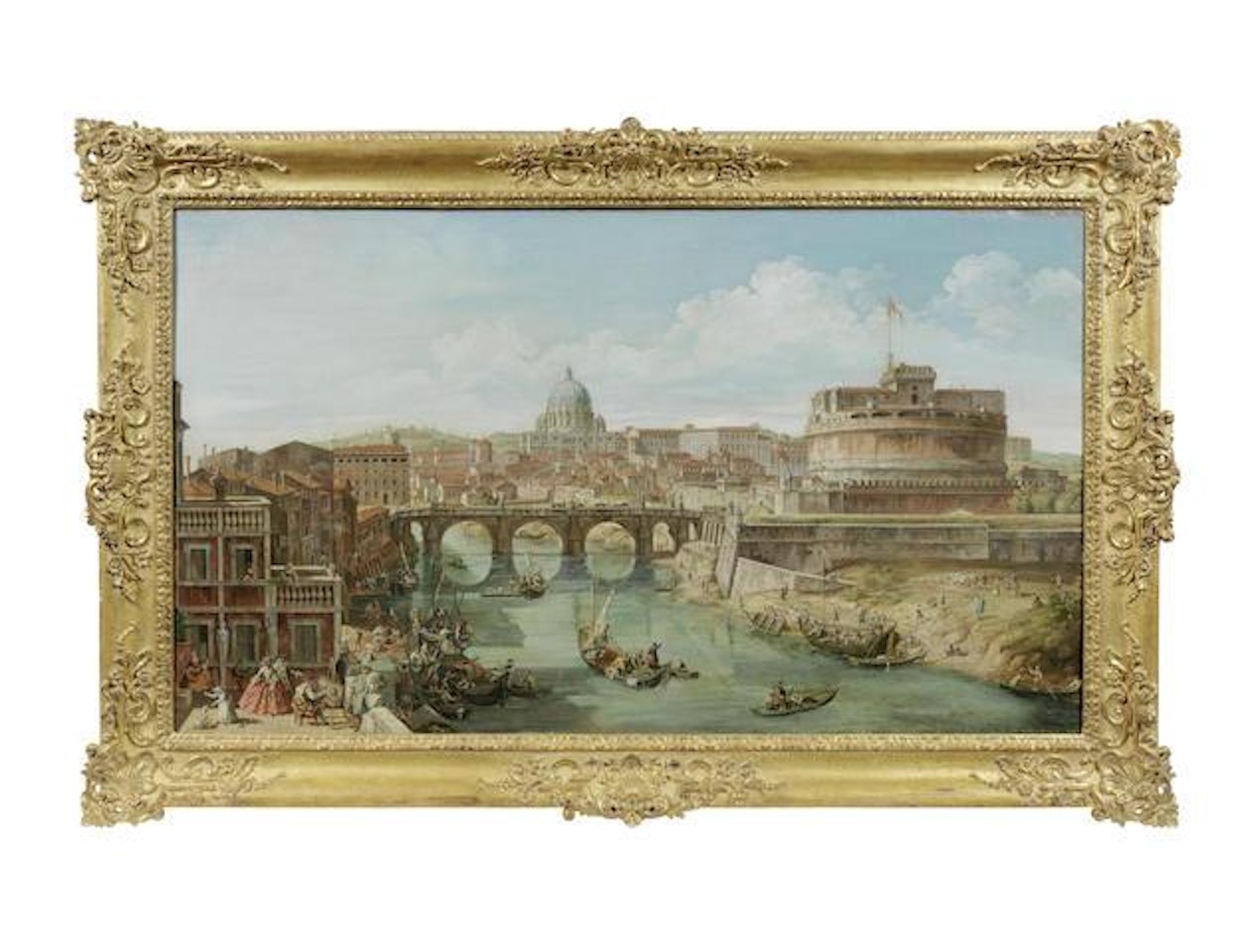 A view of the Tiber with the Castel Sant'Angelo and Saint Peter's, Rome by Italian School