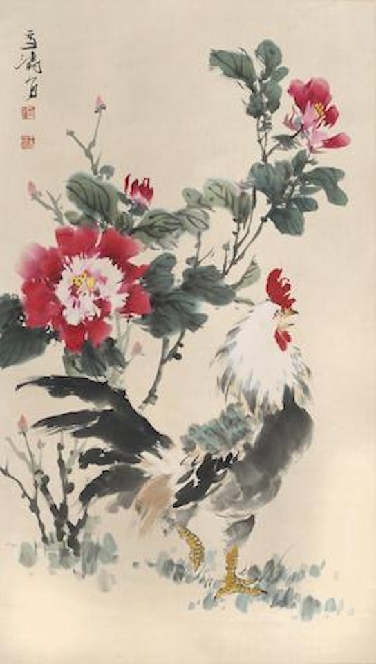 Rooster and Peony by Wang Xuetao