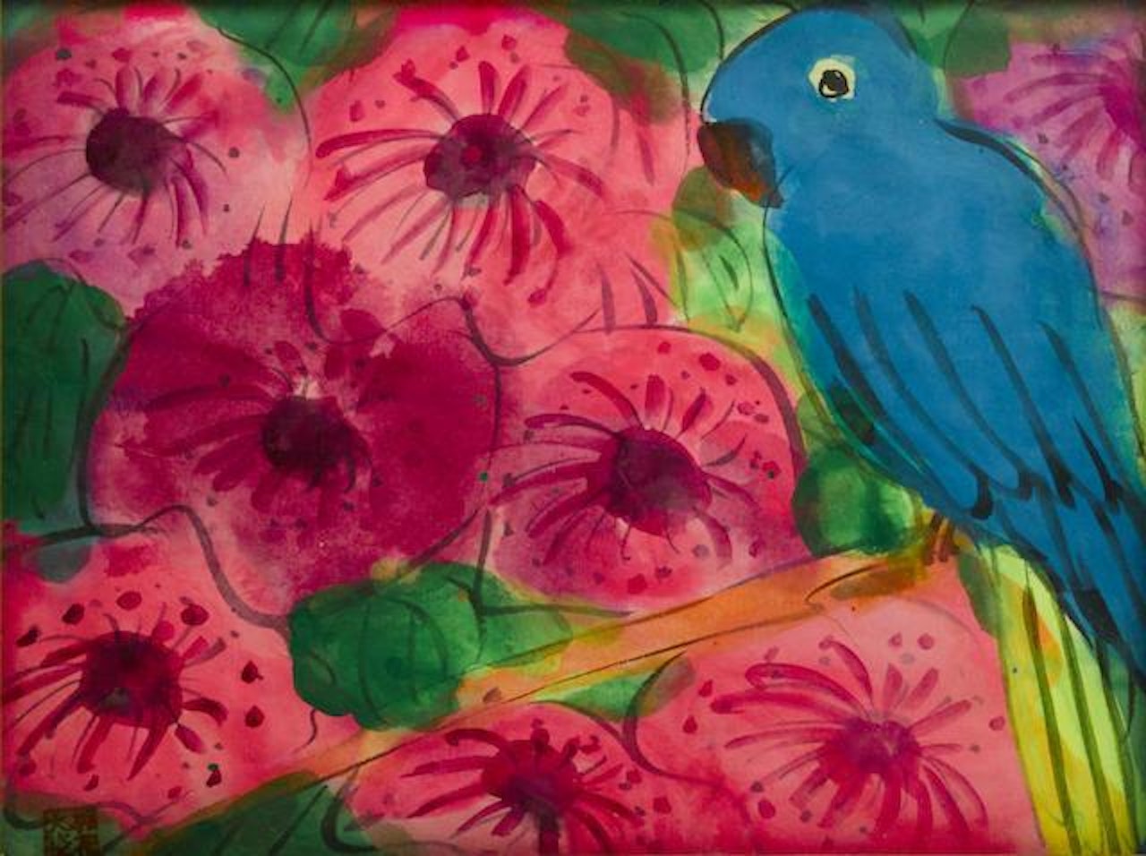 Parrot and Flowers by Walasse Ting