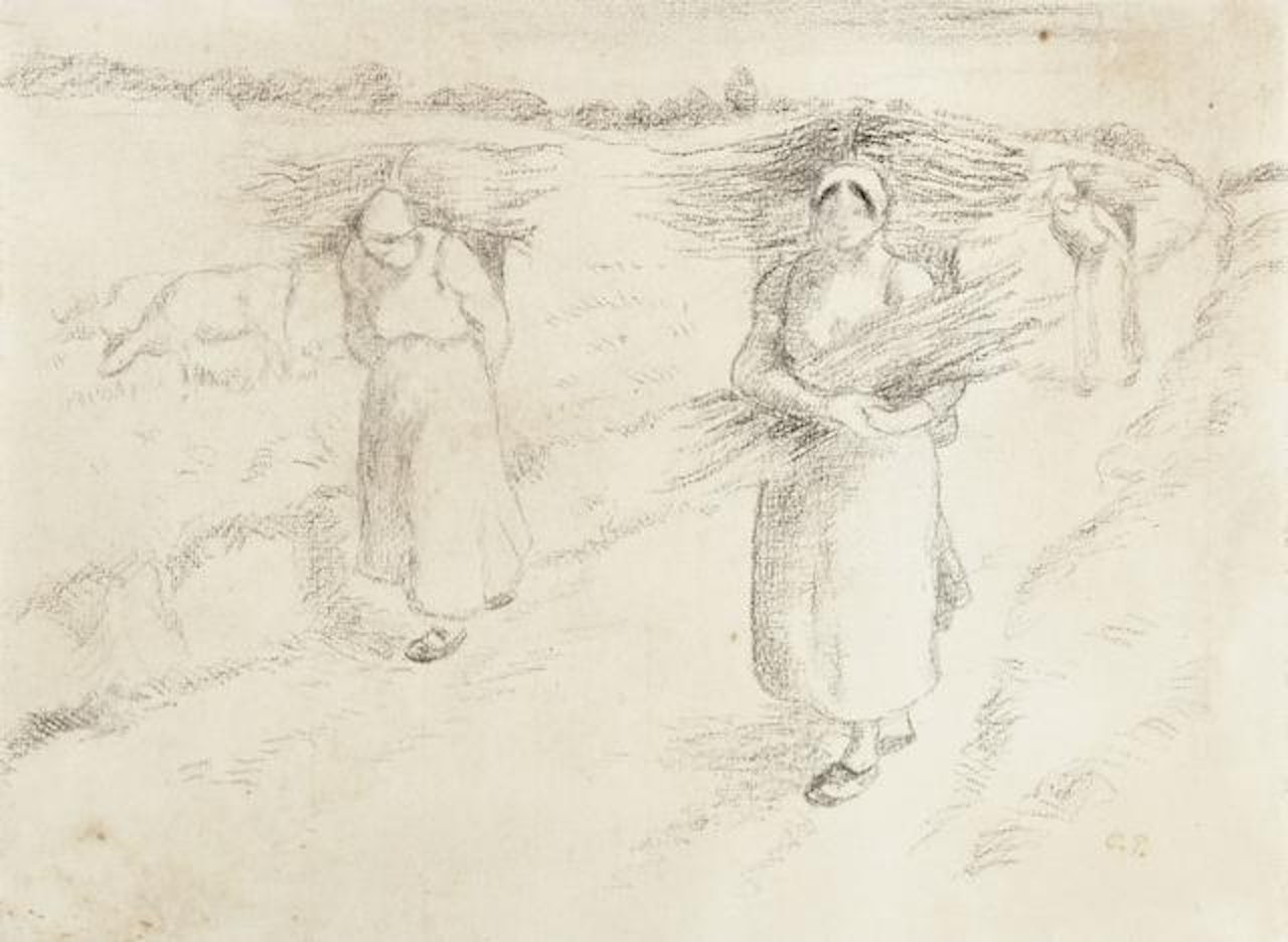 Paysannes portant des fagots by Camille Pissarro