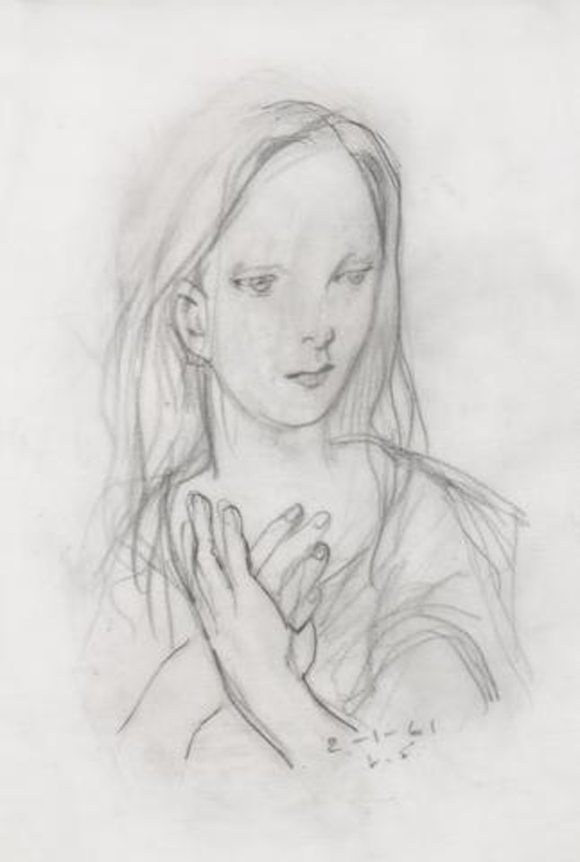 Jeune fille pensive by Leonard Tsuguharu Foujita