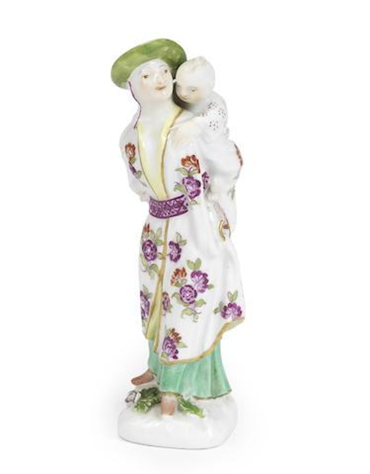A figure of a Chinese Lady with a Baby by Peter Reinicke