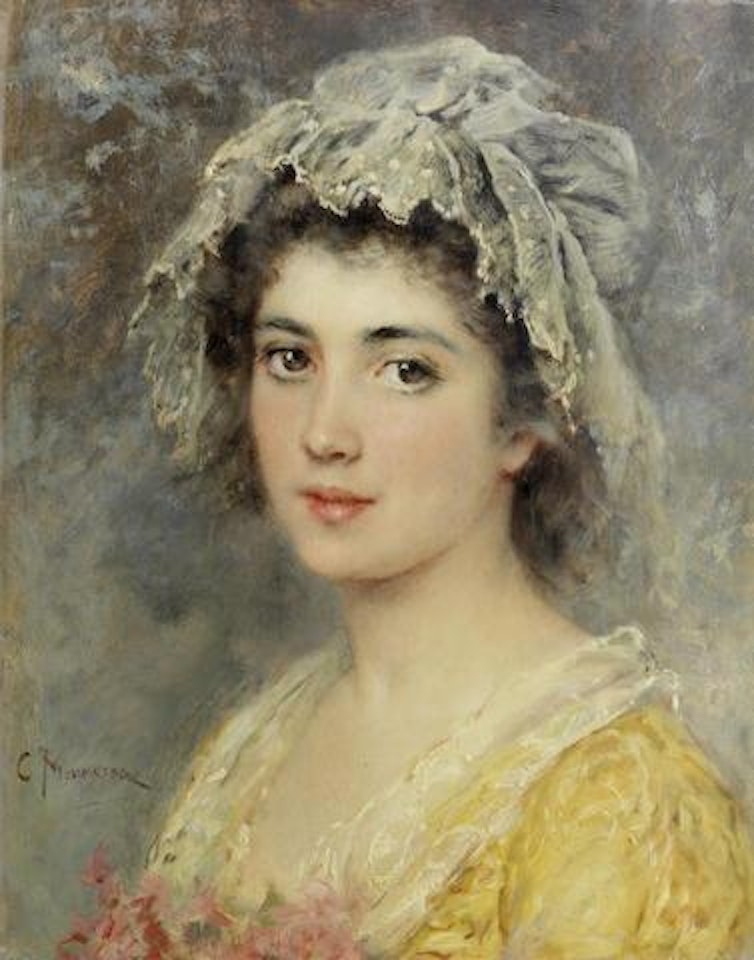 Portrait of a young lady by Konstantin Makovsky