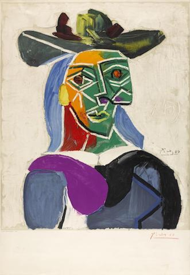 T�te de Femme au Chapeau (Cz.105), 1956 by Pablo Picasso