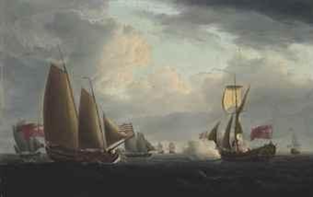 Admiralty yachts competing in a trial of sailing off Harwich, in a fresh breeze by Peter Monamy