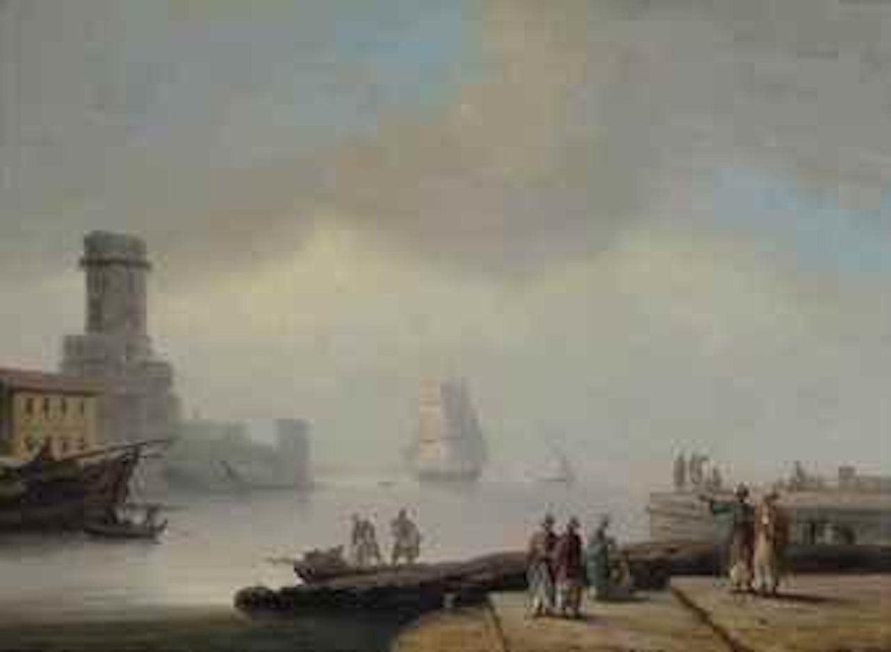 A peaceful day in an Eastern harbour by Thomas Luny