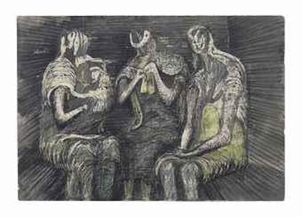 Three Women in a Shelter by Henry Moore