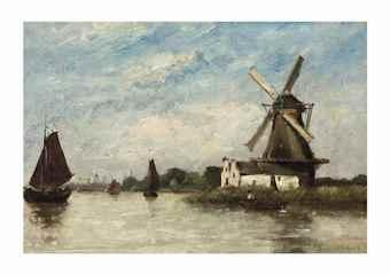 Moulin au bord du canal, Hollande by Paul Désiré Trouillebert