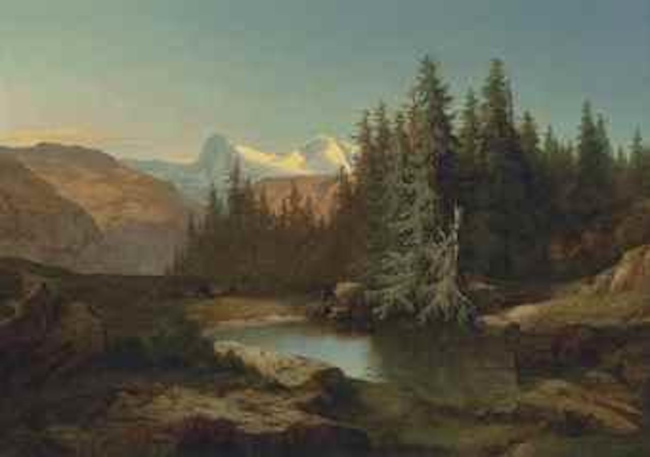 Kleiner Bergsee, Ausblick auf die Berner Alpen, um 1850 by Alexandre Calame