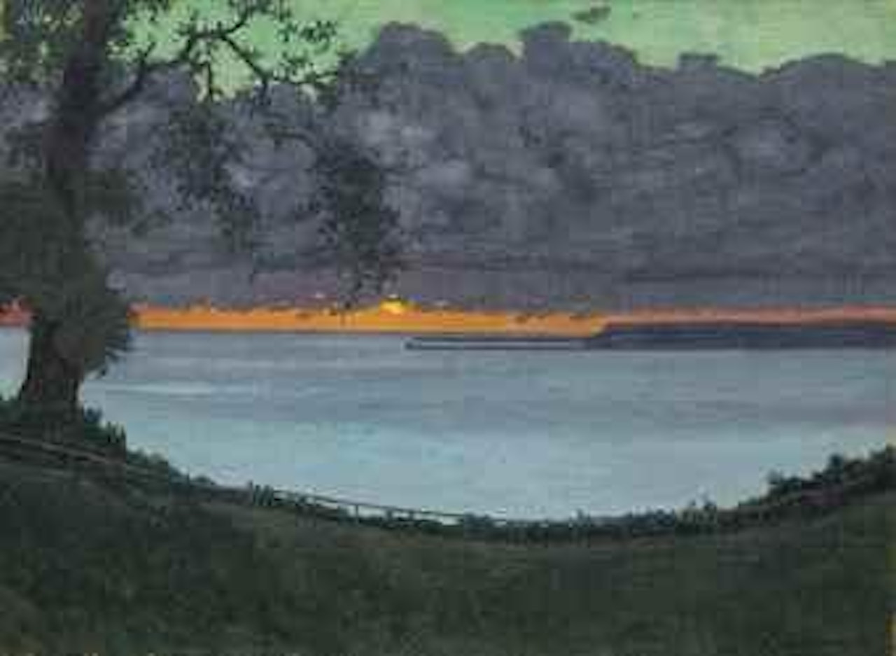 Coucher de soleil à Grâce, ciel orangé et vert, 1918 by Félix Vallotton