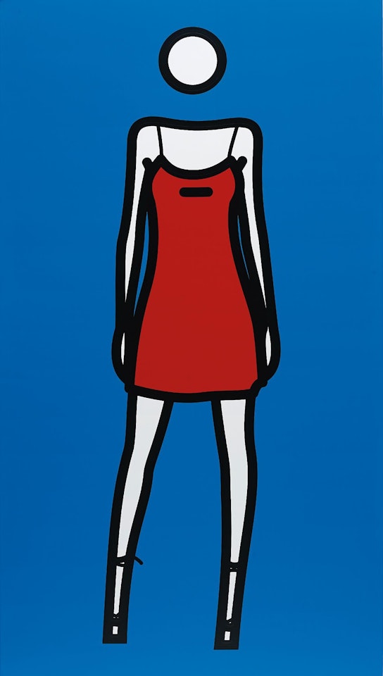 Woman posing in summer dress. 1 by Julian Opie
