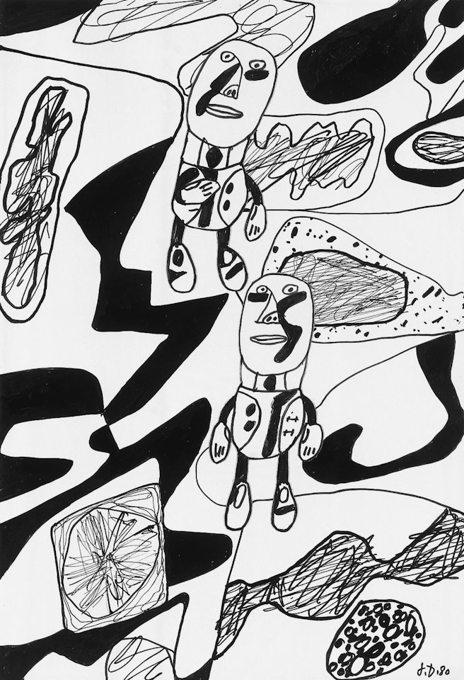 Paysage (jardin public) avec 2 personnages by Jean Dubuffet