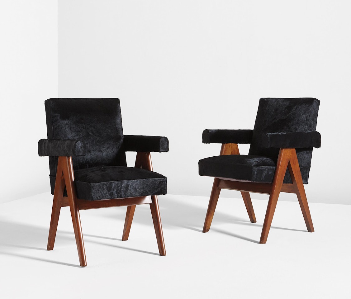 Pair of 'Committee' chairs, model no. PJ-SI-30-A, designed for the High Court and administrative buildings, Chandigarh by Pierre Jeanneret