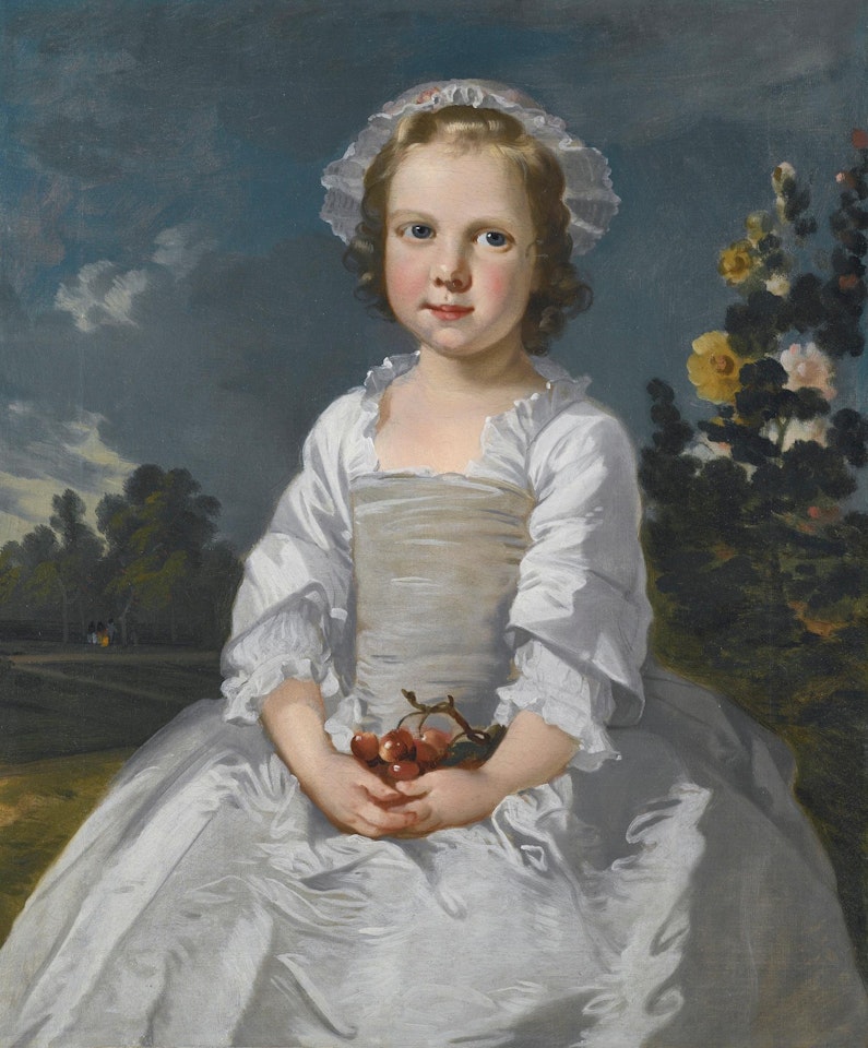 Portrait of a Girl with Cherries, Sitting in a Landscape by Thomas Gainsborough