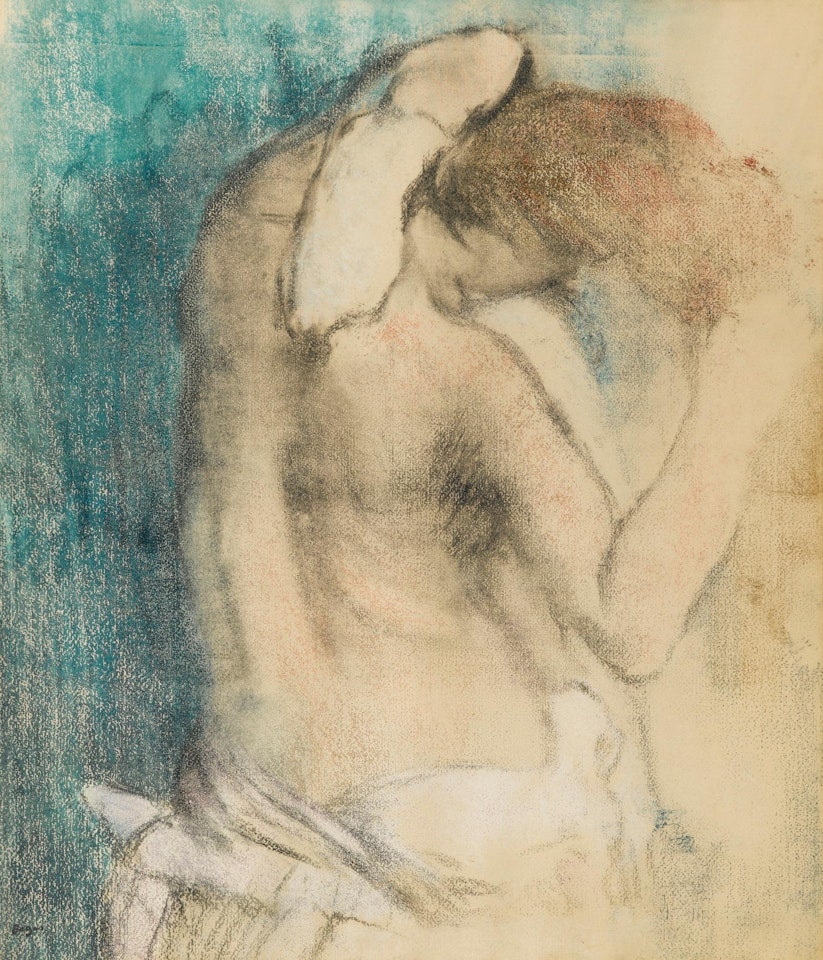 Femme Nue, Debout, Vue � Mi-corps Et S'essuyant Le Cou by Edgar Degas