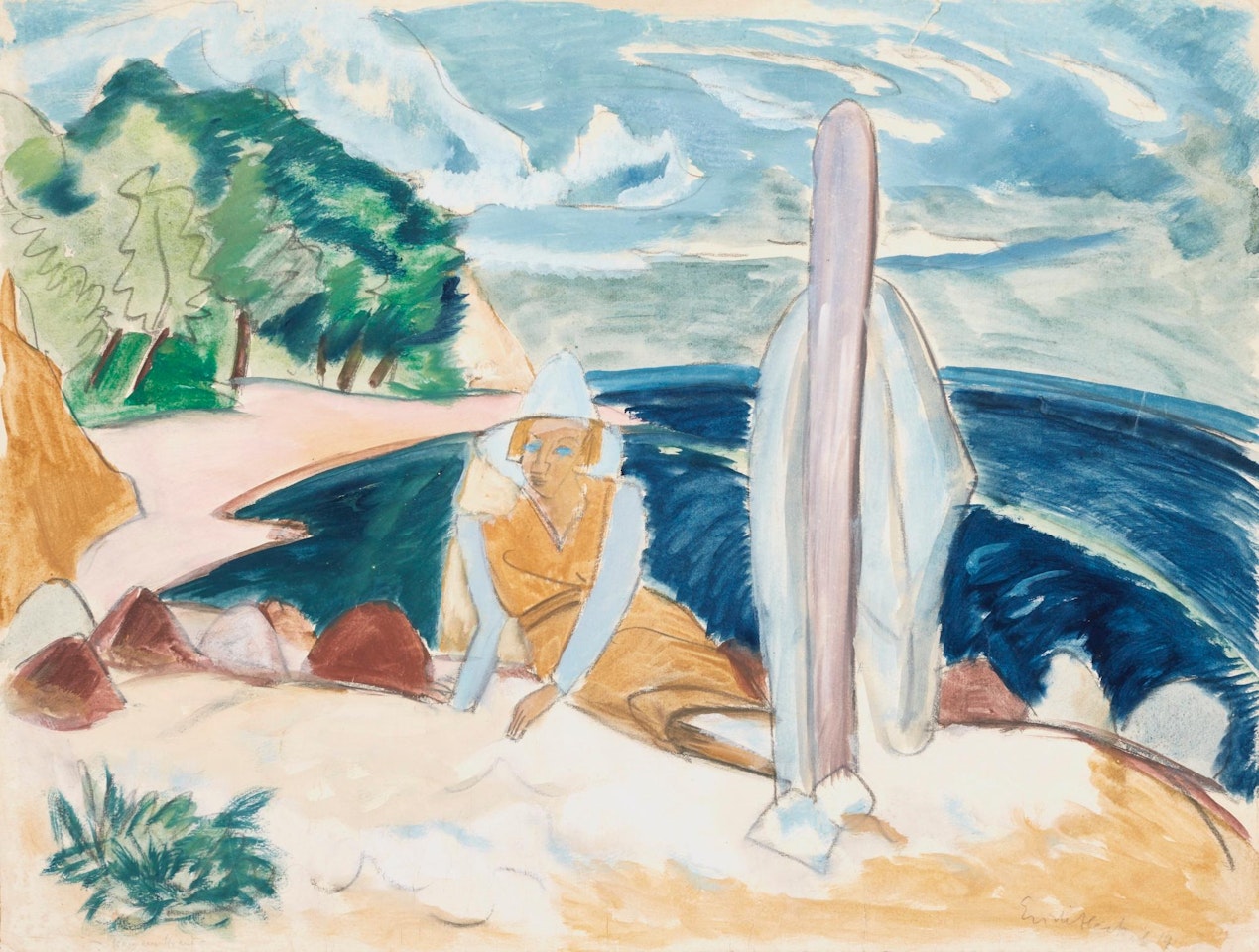 Frau Am Strand (Woman on the Beach) by Erich Heckel